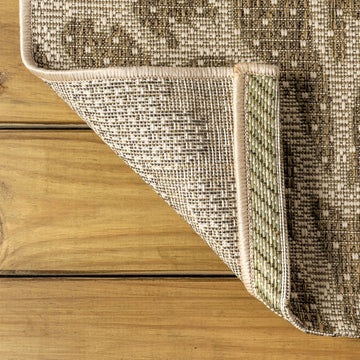 Zinnia Modern Floral Textured Weave Indoor/outdoor Round Rug